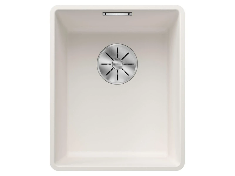 BLANCO SUBLINE 320-F | SILGRANIT Sink in White | Installation Type: flushmount Installation | for 40 cm Wide Base cabinets | Spacious Bowl Volume | Easy-Care Surface | [34.7x42.7x20.2 cm]