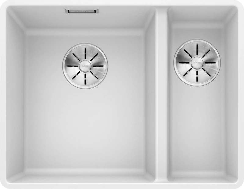 BLANCO SUBLINE 340/160-F – Flush-Mounted Double Bowl Kitchen Sink for 60 cm Wide Base Units – Made of SILGRANIT – White – 523571