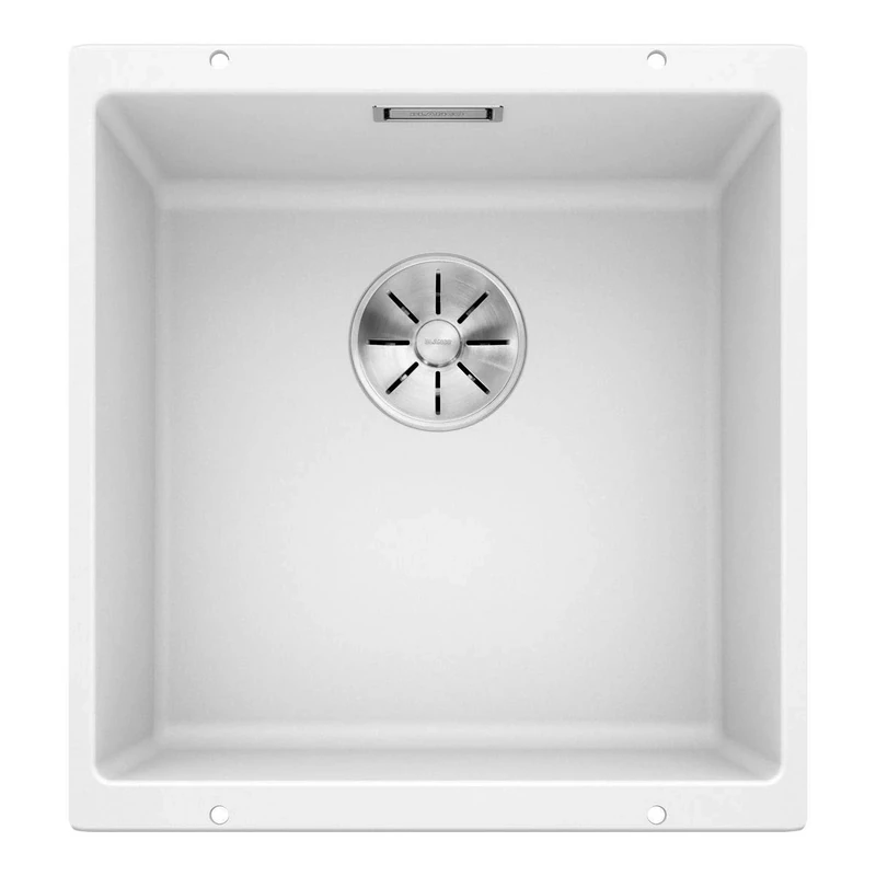 BLANCO SUBLINE 400-U | SILGRANIT Sink in White | Installation Type: undermount Installation | for 50 cm Wide Base cabinets | One Cut-Out and only one Installation | [43x46x20.2 cm]