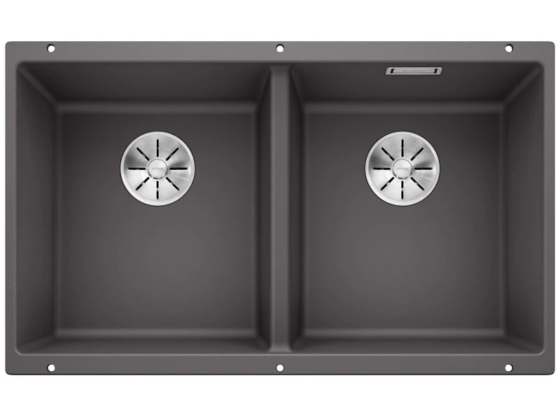 BLANCO SUBLINE 350/350-U – Undermount Double Bowl Kitchen Sink for 80 cm Wide Base Units – Made of SILGRANIT – Grey – 523575