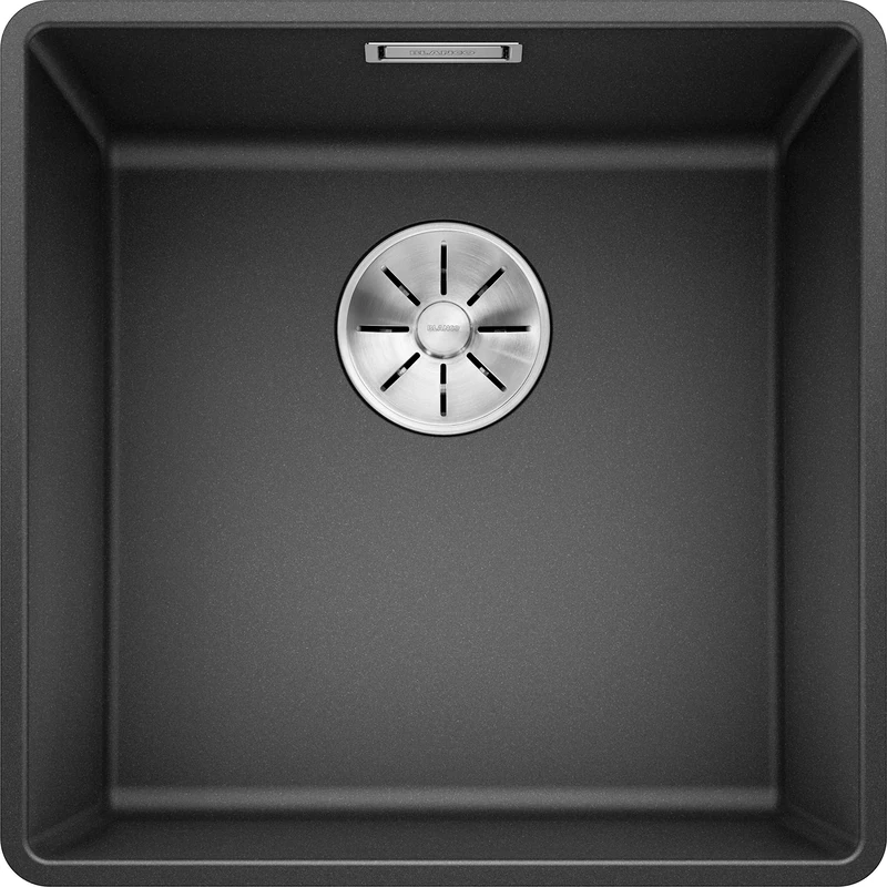 BLANCO SUBLINE 400-F | SILGRANIT Sink in Anthracite | Installation Type: flushmount Installation | for 50 cm Wide Base cabinets | Spacious Bowl Volume | Easy-Care Surface | [42.7x42.7x20.2 cm]
