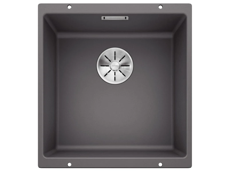 BLANCO SUBLINE 400-U | SILGRANIT Sink in Rock Grey | Installation Type: undermount Installation | for 50 cm Wide Base cabinets | One Cut-Out and only one Installation | [43x46x20.2 cm]
