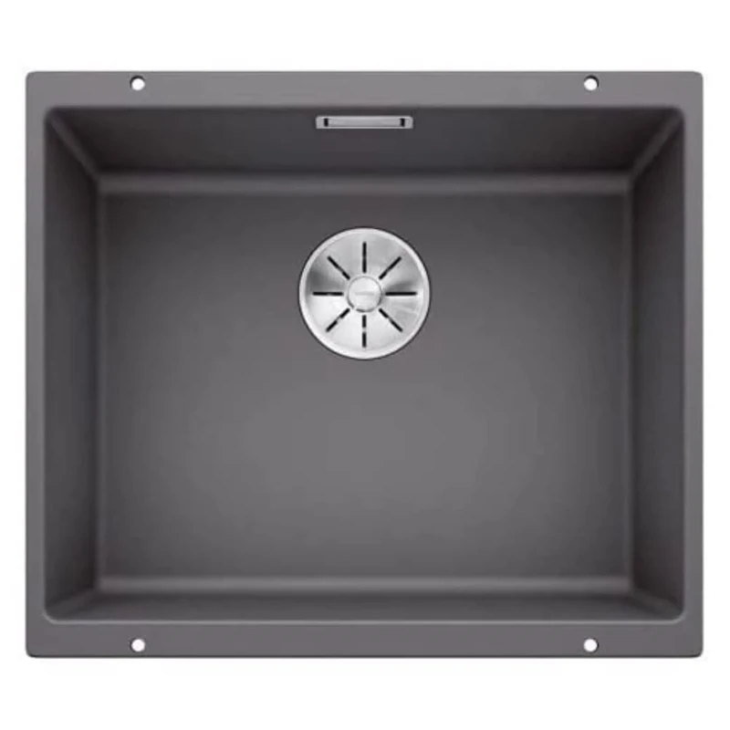 BLANCO SUBLINE 500-U | SILGRANIT Sink in Rock Grey | Installation Type: undermount Installation | for 60 cm Wide Base cabinets | One Cut-Out and only one Installation | [53x46x20.2 cm]