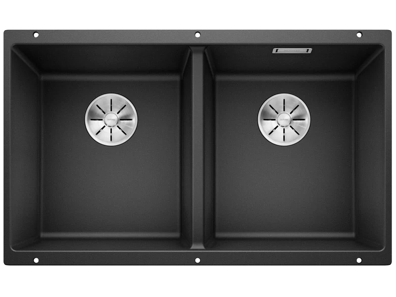 BLANCO SUBLINE 350/350-U – Undermount Double Bowl Kitchen Sink for 80 cm Wide Base Units – Made of SILGRANIT – Grey – 523574