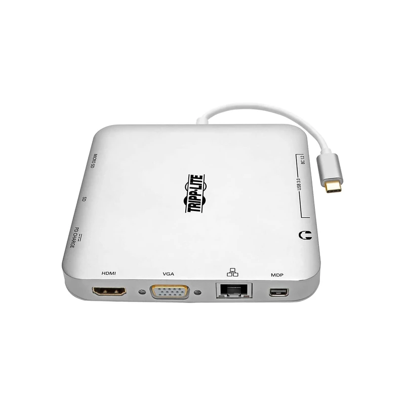 Tripp Lite USB-C Docking Station Dual Display 4k USB-A/C Hub mDP HDMI VGA GbE, 60W PD Charging (U442-DOCK2-S)