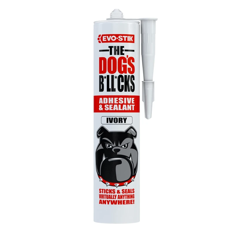 EVO-STIK THE DOG'S B*LL*CKS Adhesive & Sealant, Solvent Free, High Strength, Multi-purpose, Waterproof, Colour: Ivory, Size: 290ml