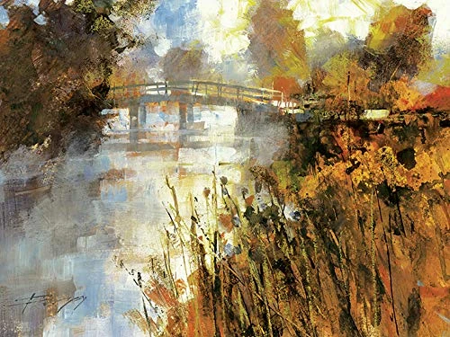 Chris Forsey (Bridge At Autumn Morning 60 x 80cm Canvas