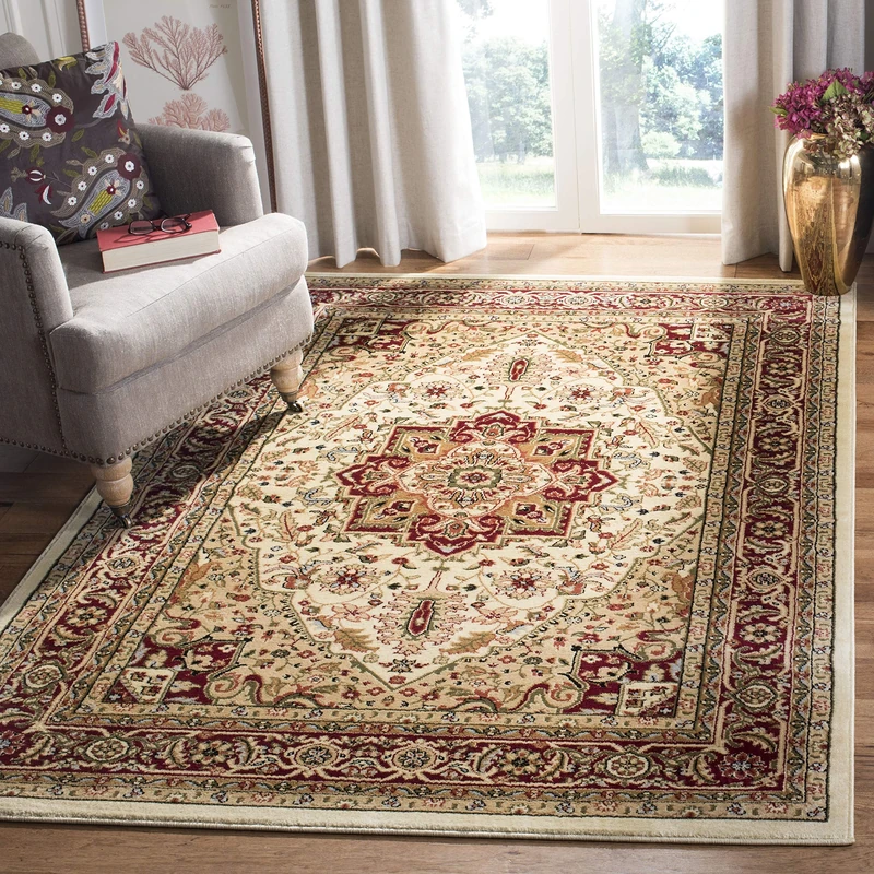 Safavieh Traditional Rug for Living Room, Dining Room, Bedroom - Lyndhurst Collection, Short Pile, in Ivory and Red, 200 x 300 cm