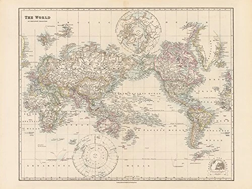 Stanfords Pacific-Centred World Map (1884) 60 x 80cm Canvas - Image 1