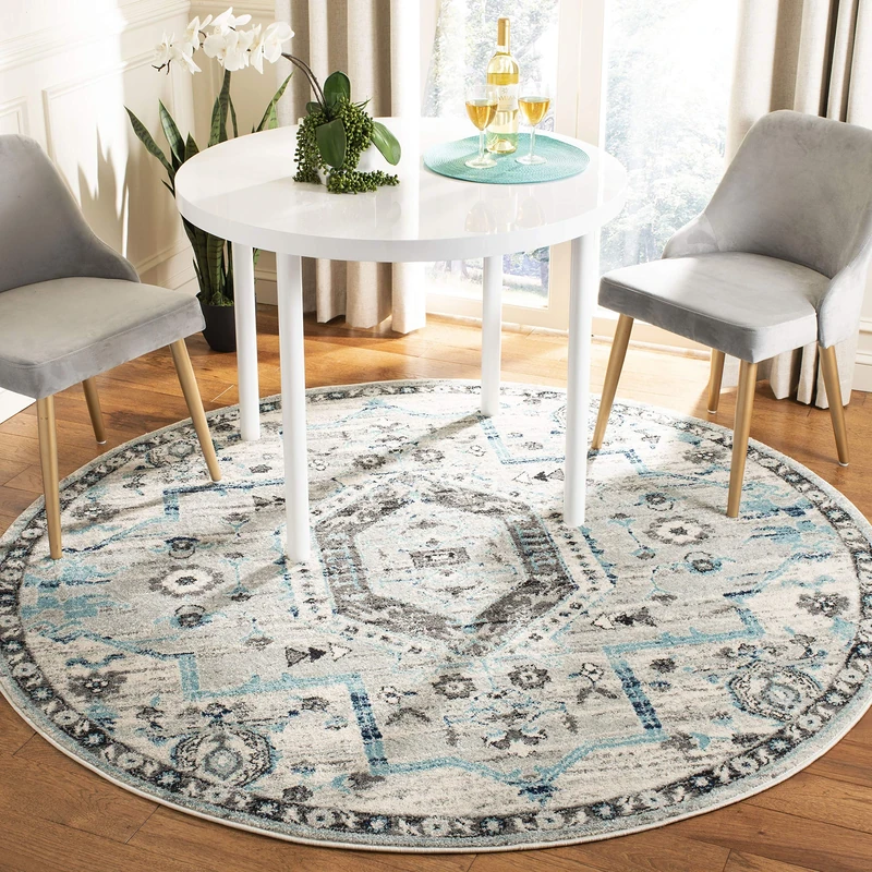 Safavieh Modern Chic Indoor Woven Round Area Rug, Madison Collection, MAD928, in Grey / Dark Grey, 201 X 201 cm for Living Room, Bedroom or Any Indoor Space