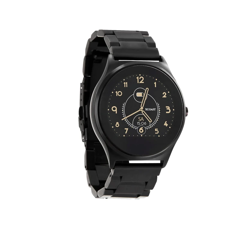 X-WATCH QIN XW PRO Dark Steel Smartwatch for men iOS & Android- Full Touch Smartwatch, Step Counter, Pedometer, Blood Pressure Monitor, Activity Monitor, Long Battery Life with Steel Strap