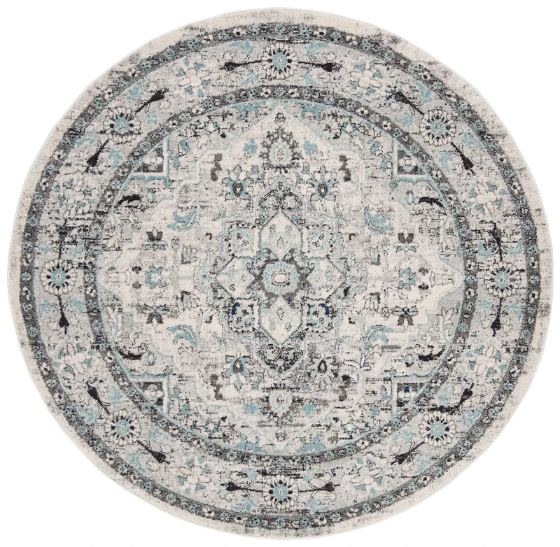 Safavieh Modern Chic Indoor Woven Round Area Rug, Madison Collection, MAD924, in Light Grey / Blue, 201 X 201 cm for Living Room, Bedroom or Any Indoor Space