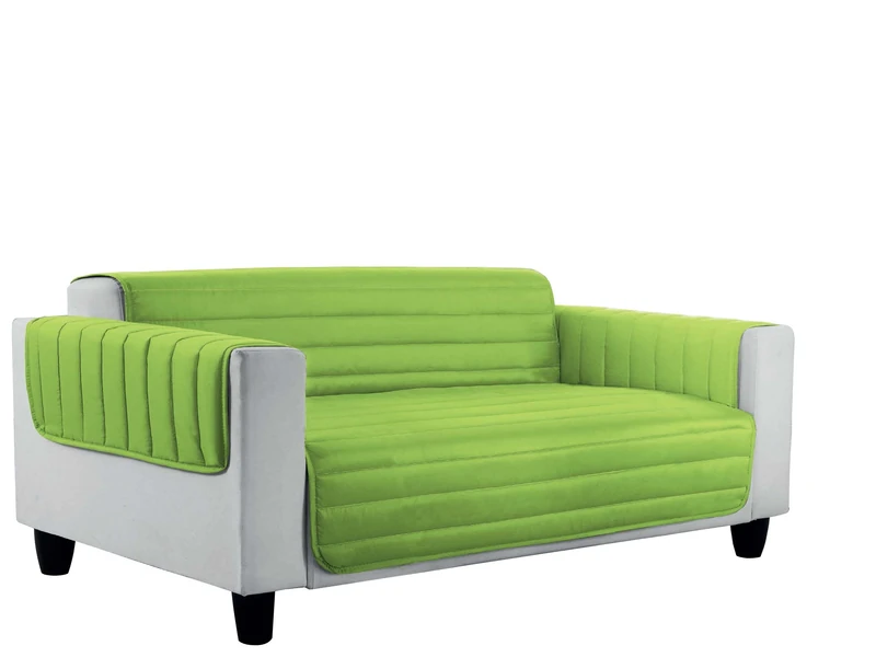 Elegant Quilted Sofa Cover Doubleface, Apple Green/Dark Blue 3 Places, 100% microfiber,