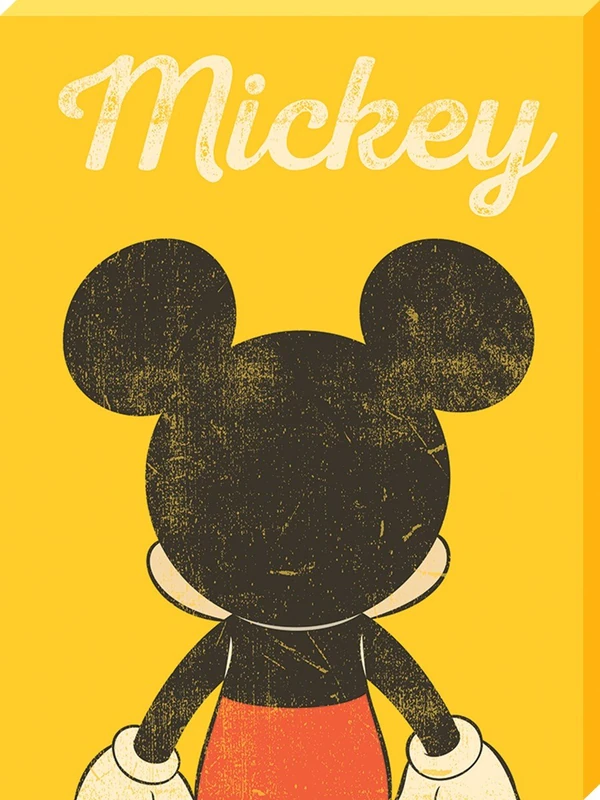 Mickey Mouse Back Distressed Canvas, Multi-Colour, 60 x 80 cm
