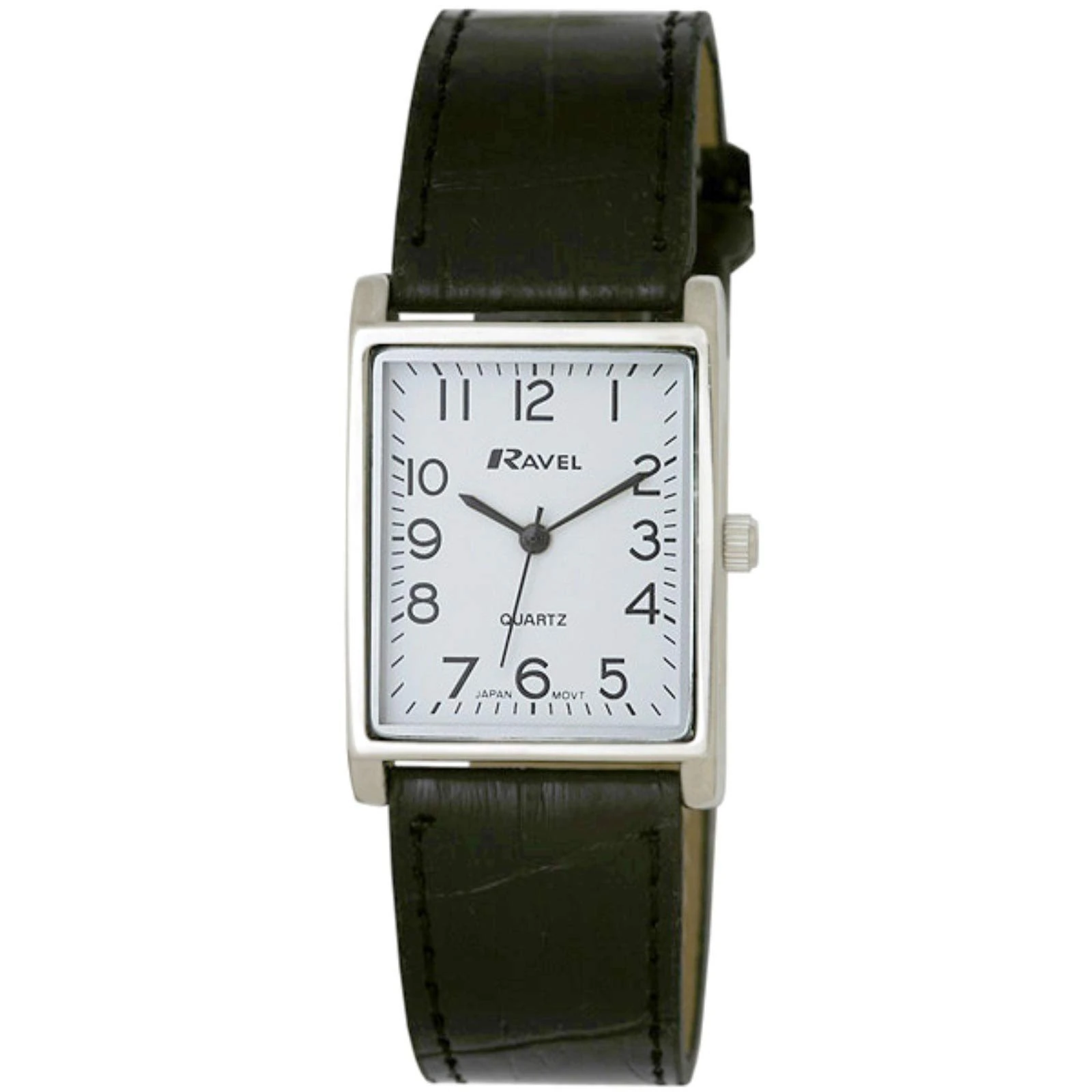 Ravel - Unisex Traditional Watch with Clear Numeral Dial - Silver Tone/Black