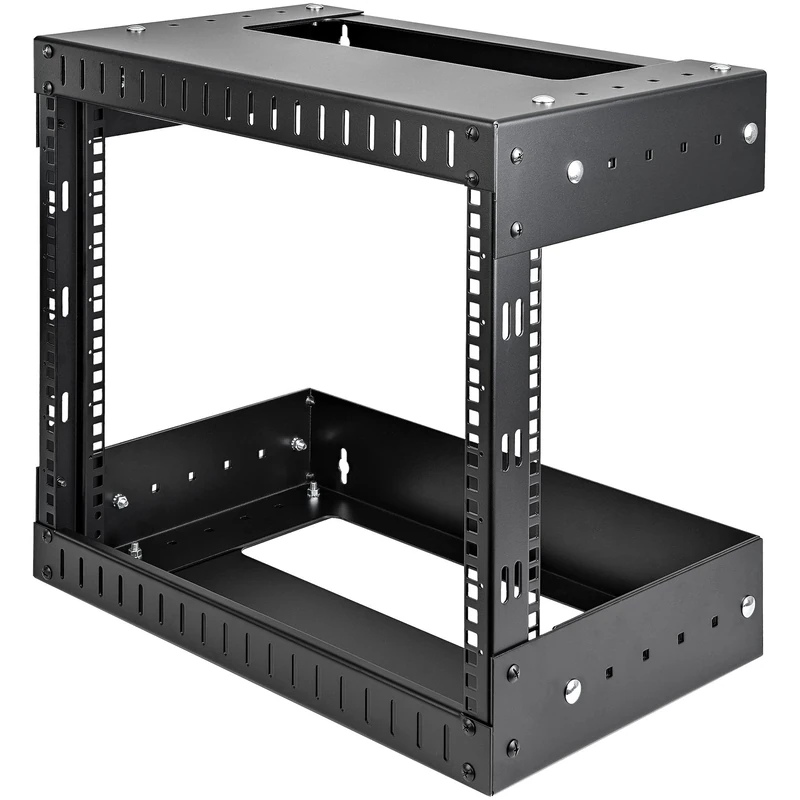 StarTech.com 2 Post 8U Heavy-Duty Wall Mountable Server Rack, 19" Open Frame Network Rack with Adjustable Depth, Data Rack for IT/AV/Patch Panel/Computer Equipment (RK812WALLOA)