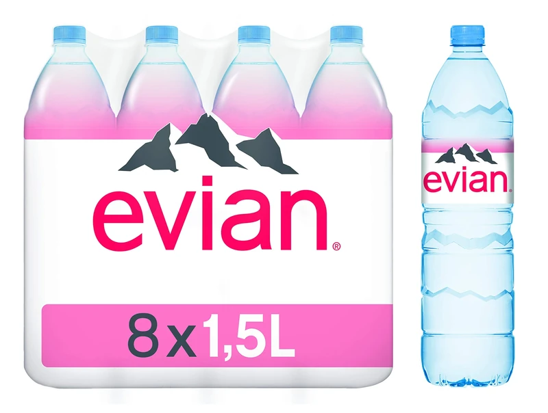 Evian Natural Mineral Water Bottles Net Weight 1.5 L Pack of 8