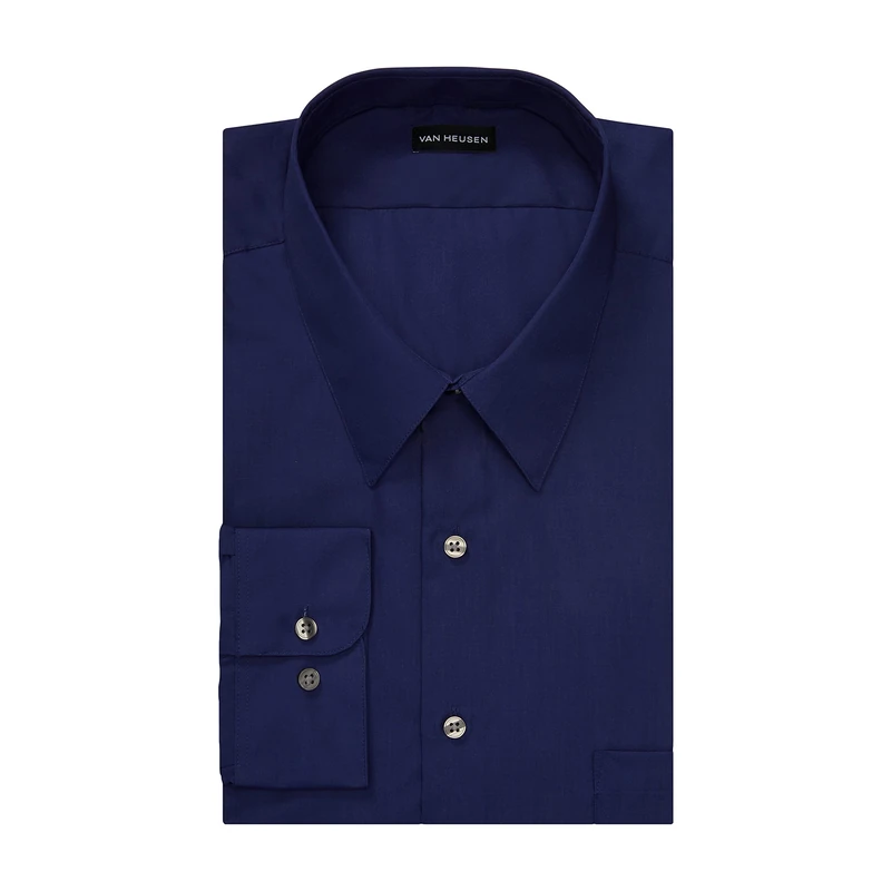 Van Heusen Men's Tall Dress Shirt Big Fit Poplin, Persian Blue, 18.5" Neck 34"-35" Sleeve