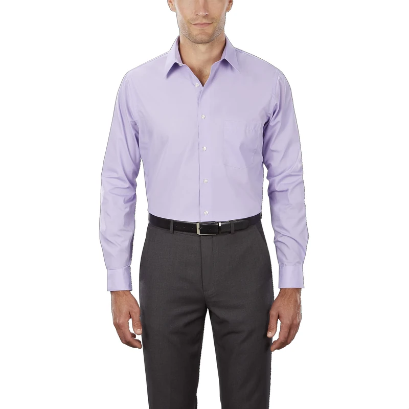 Van Heusen Men's Tall Fit Dress Shirts Poplin, Lavender, 18" Neck 37"-38" Sleeve