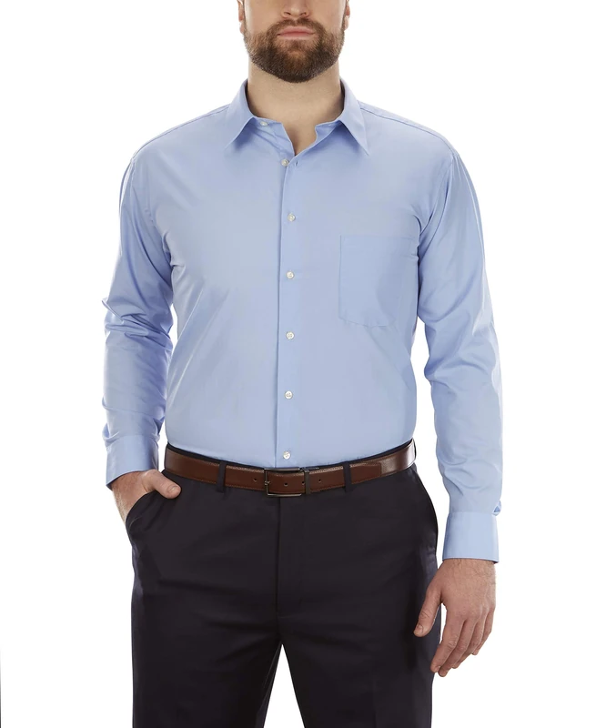 Van Heusen Men's Tall Dress Shirt Big Fit Poplin, Cameo Blue, 18.5" Neck 34"-35" Sleeve
