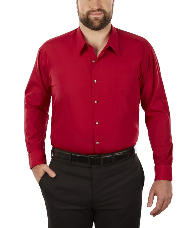 Van Heusen Men's Tall Dress Shirt Big Fit Poplin, Flame, 19" Neck 34"-35" Sleeve