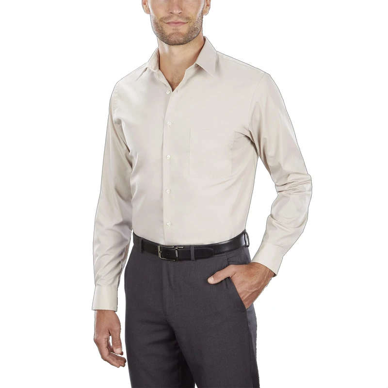 Van Heusen Men's Big Dress Shirt Tall Fit Poplin, Stone, 20" Neck 37"-38" Sleeve