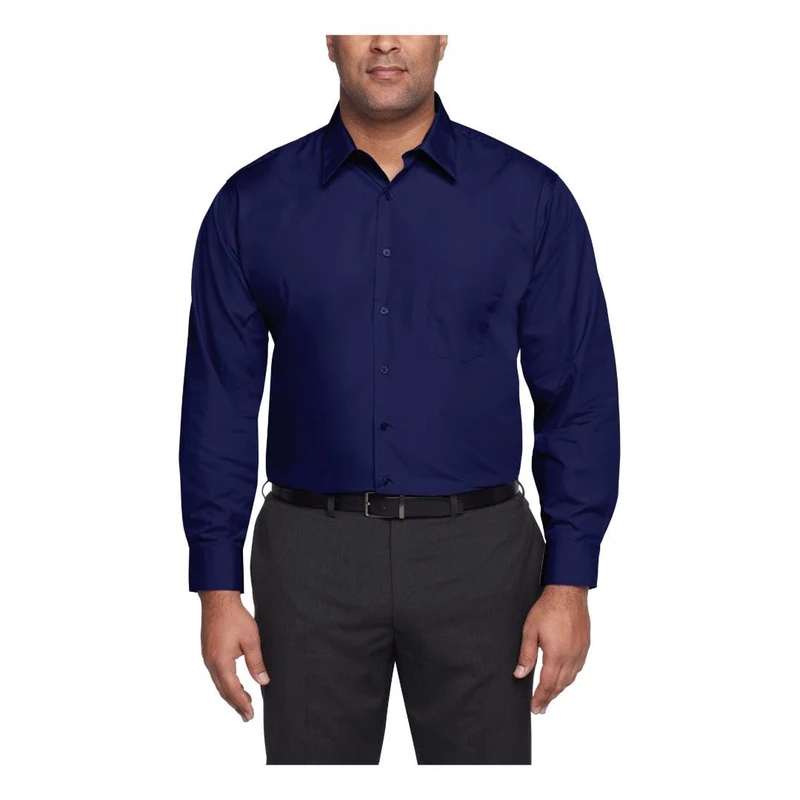Van Heusen Men's Tall Dress Shirt Big Fit Poplin, Persian Blue, 22" Neck 34"-35" Sleeve