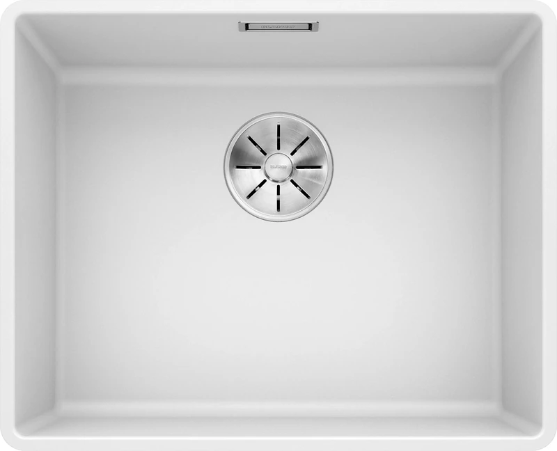 BLANCO SUBLINE 500-F | SILGRANIT Sink in White | Installation Type: flushmount Installation | for 60 cm Wide Base cabinets | Spacious Bowl Volume | Easy-Care Surface | [52.7x42.7x20.2 cm]