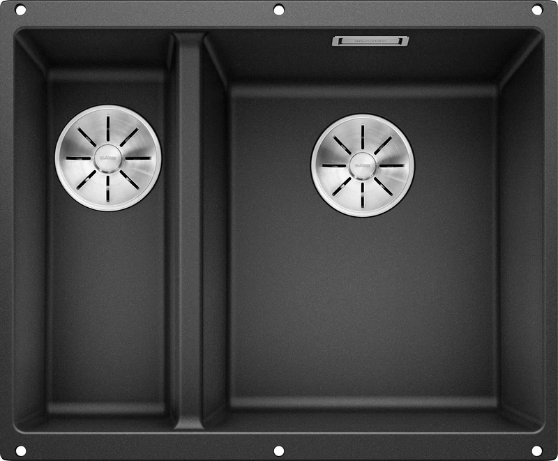 BLANCO SUBLINE 340/160-U – Undermount Double Bowl Kitchen Sink for 60 cm Wide Base Units – Made of SILGRANIT – Grey – 523558, 340/160 mm Beckenbreite