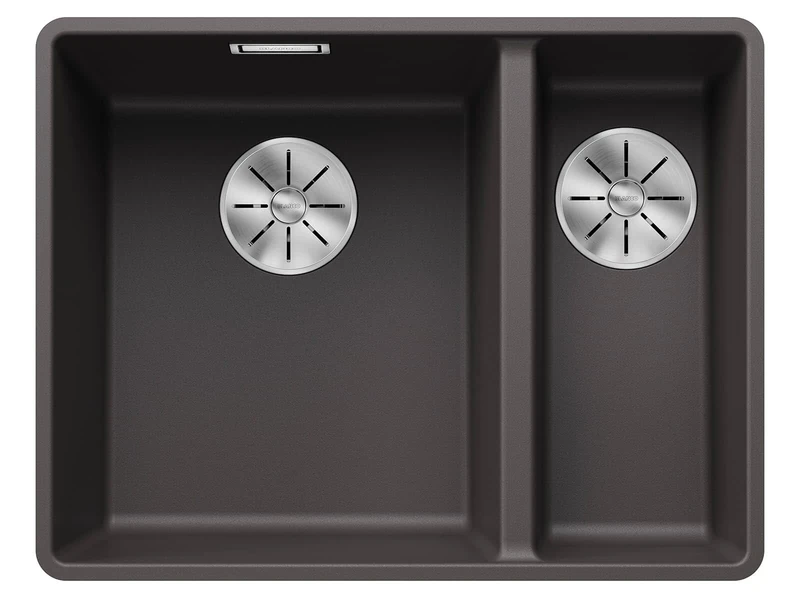BLANCO SUBLINE 340/160-F – Flush-Mounted Double Bowl Kitchen Sink for 60 cm Wide Base Units – Made of SILGRANIT – 523569, Rock Grey