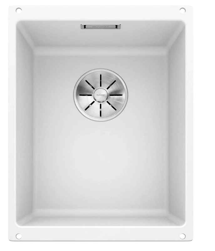 BLANCO SUBLINE 320-U | SILGRANIT Sink in White | Installation Type: undermount Installation | for 40 cm Wide Base cabinets | One Cut-Out and only one Installation | [35x46x20.2 cm]