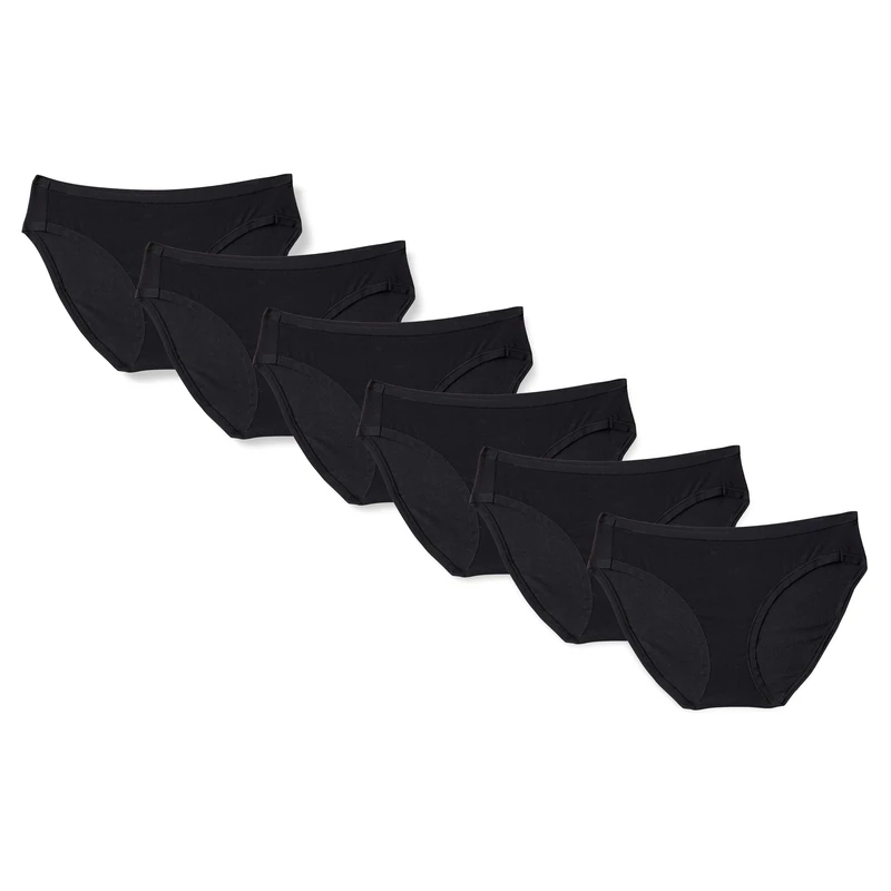 Amazon Essentials Women's Cotton Bikini Brief Underwear (Available in Plus Size), Pack of 10, Black, 14