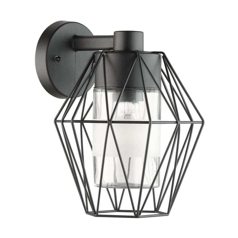 Eglo Outdoor Wall Light Canove, External Porch Lighting Made of Black Steel and Clear Glass, Outside lamp with E27 Socket, IP44