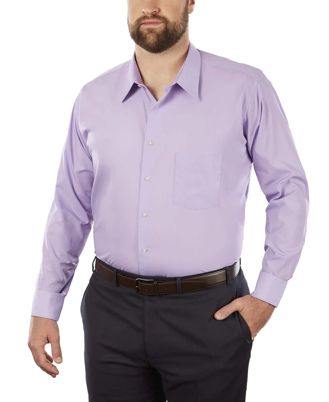 Van Heusen Men's Tall Dress Shirt Big Fit Poplin, Lavender, 22" Neck 34"-35" Sleeve