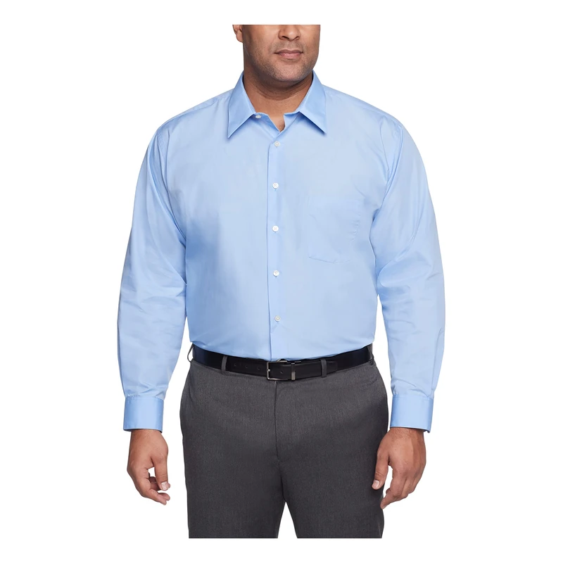 Van Heusen Men's Tall Dress Shirt Big Fit Poplin, Cameo Blue, 18.5" Neck 32"-33" Sleeve