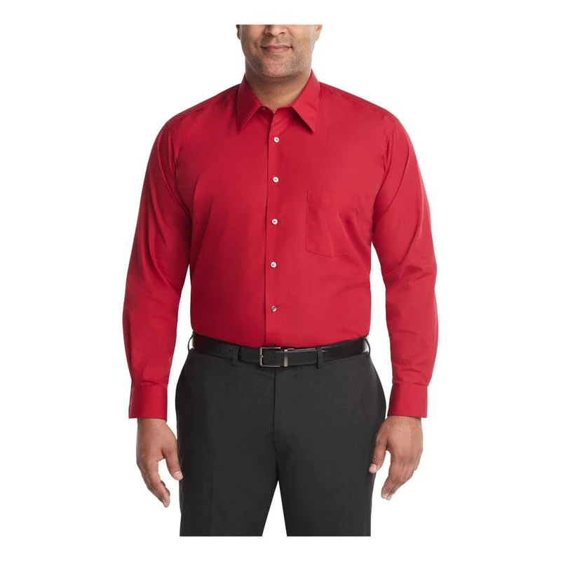 Van Heusen Men's Tall Dress Shirt Big Fit Poplin, Flame, 20" Neck 34"-35" Sleeve