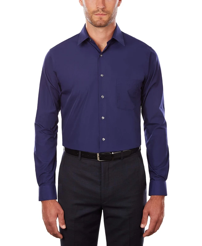 Van Heusen Men's Tall Fit Dress Shirts Poplin, Persian Blue, 20" Neck 35"-36" Sleeve