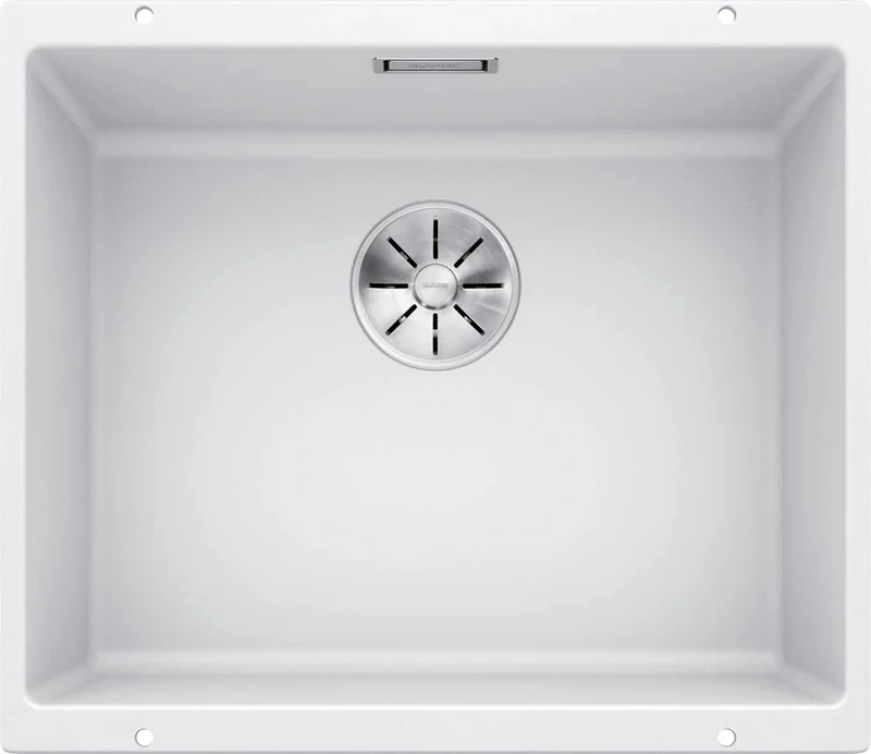 BLANCO SUBLINE 500-U | SILGRANIT Sink in White | Installation Type: undermount Installation | for 60 cm Wide Base cabinets | One Cut-Out and only one Installation | [53x46x20.2 cm]