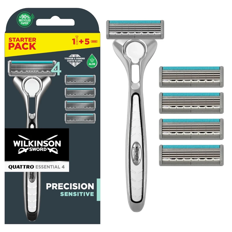 Wilkinson Sword Quattro Titanium Sensitive 4+1 Razor Pack - 5 Blades