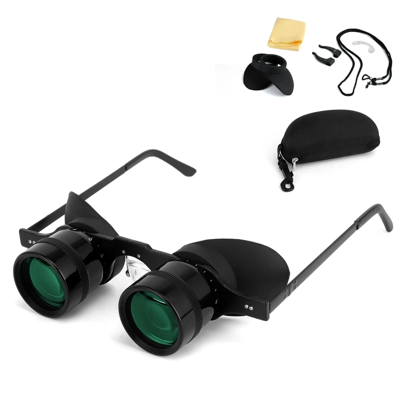 Professional Hands-Free Binocular Glasses for Fishing, Bird Watching, Sports, Concerts, Theater, Opera, TV, Sight Seeing, Hands-Free Opera Glasses for Adults Kids (Green Film Optics)-Upgraded