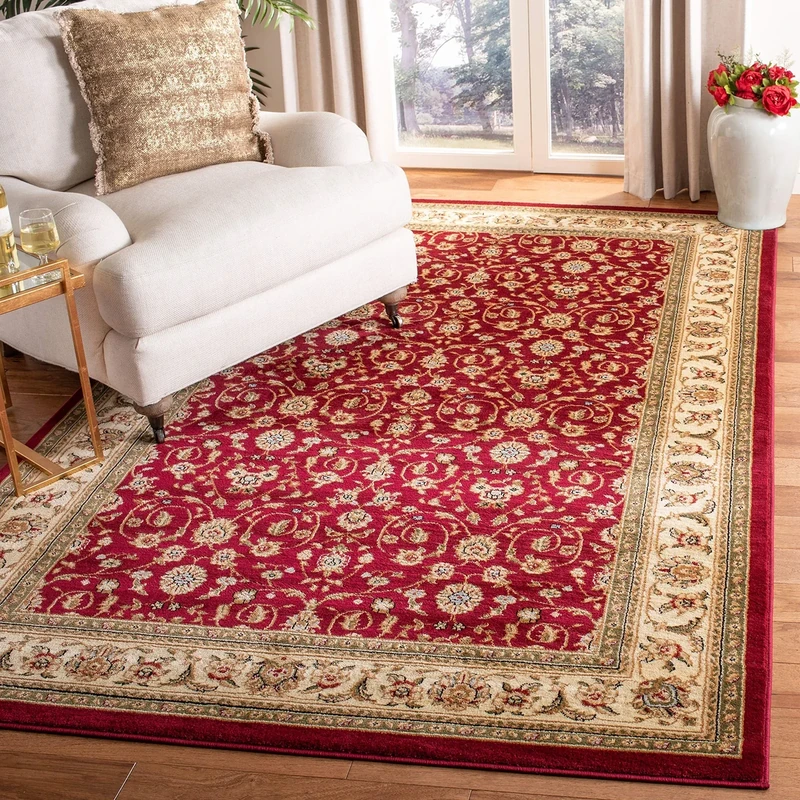 Safavieh Traditional Rug for Living Room, Dining Room, Bedroom - Lyndhurst Collection, Short Pile, in Red and Ivory, 200 x 300 cm