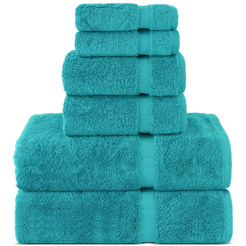 Chakir Turkish Linens Luxury Spa and Hotel Quality Premium Turkish Cotton 6-Piece Towel Set (2 x Bath Towels, 2 x Hand Towels, 2 x Washcloths)