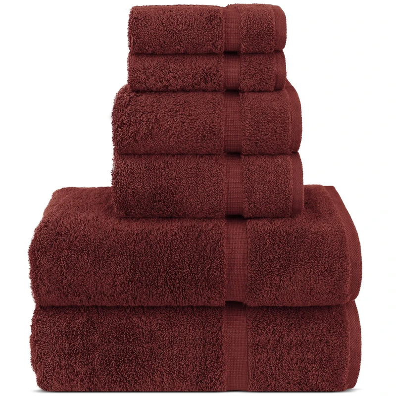 Chakir Turkish Linens Luxury Spa and Hotel Quality Premium Turkish Cotton 6-Piece Towel Set (2 x Bath Towels, 2 x Hand Towels, 2 x Washcloths)