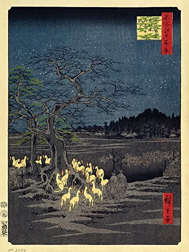 Fox Fires On New Year's Eve At The Changing Tree in Oji 60 x 80cm Canvas - Image 1