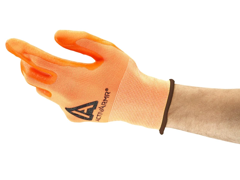 Ansell ActivArmr 97-012 Orange Hi Viz Nitrile Work Gloves Size 10 (12 Pairs)