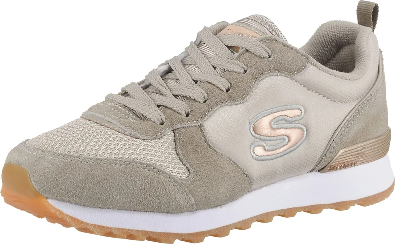 Skechers Women's Og 85 Goldn Gurl Sneaker, Taupe Suede/Mesh/Nylon/Rose Gold Trim, 7 UK