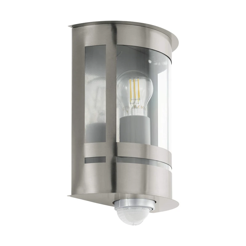 EGLO Tribano Outdoor Wall Lamp, 1 flame Exterior Light incl. Motion Detector, Sensor Wall Light made of Galvanized Steel, Stainless Steel and Plastic, Colour: Silver, Socket: E27, IP44 - Image 1