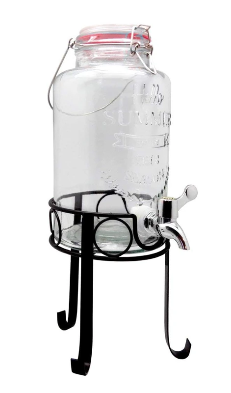 Nerthus FIH 285 Glass dispenser with metalic stand & hermetic close, for juices or any other drink
