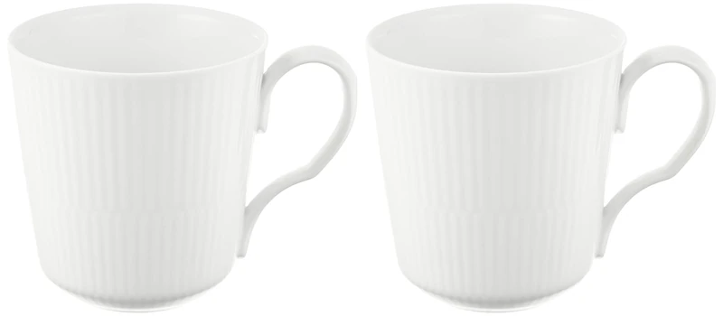 Royal Copenhagen White Fluted Mega 1017377 Set of 2 Cups with Porcelain Handle 28 cl White