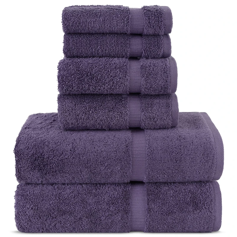 Chakir Turkish Linens Luxury Spa and Hotel Quality Premium Turkish Cotton 6-Piece Towel Set (2 x Bath Towels, 2 x Hand Towels, 2 x Washcloths)